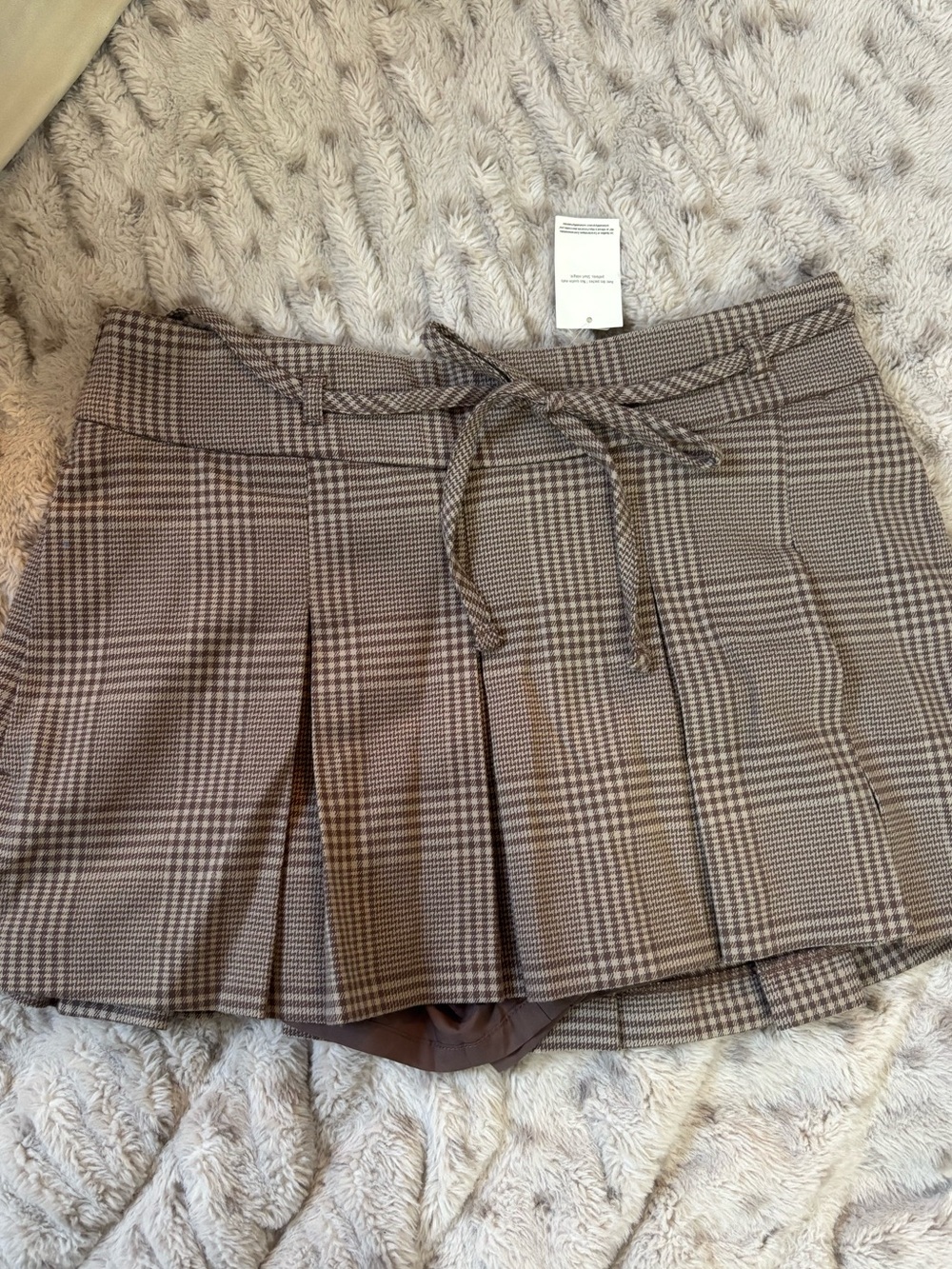 Hollister Plaid Pleated Skirt in Brown Tan